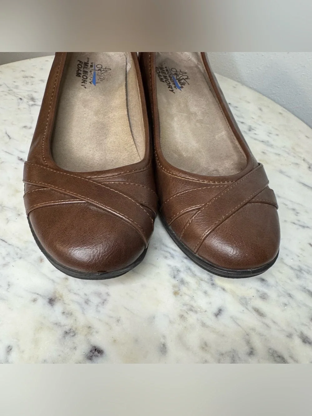 LifeStride Flats Size 9 M Vegan Leather brown shoes comfort  MAKE ME AN OFFER!